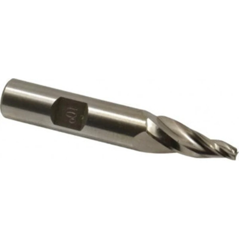 Made in USA 10 per Side 5/32 Small End Diam 1 LOC 3-Flute High Speed Steel Tapered Square End Mill 1/2 Shank Diam, 3-...